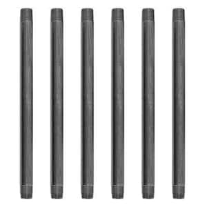 1/2 in. x 12 in. Black Industrial Steel Grey Plumbing Nipple (6-Pack)