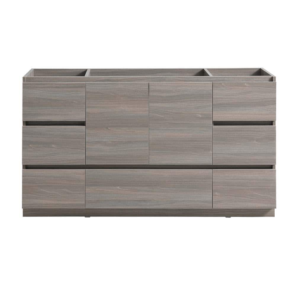 Lazzaro 60" Gray Solid Wood Freestanding Bathroom Vanity Cabinet