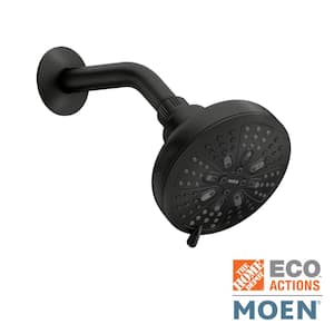 HydroEnergetix 8-Spray Patterns with 1.75 GPM 4.75 in. Single Wall Mount Fixed Shower Head in Matte Black