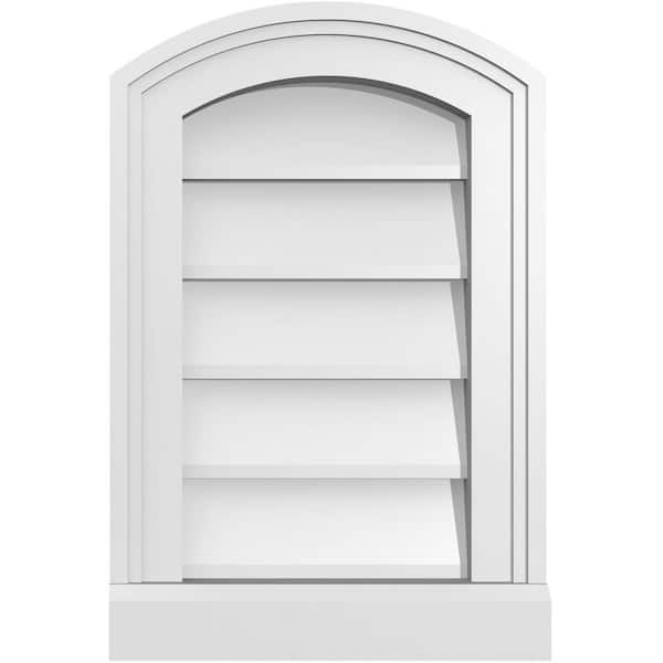 Ekena Millwork 12 in. x 18 in. Arch Top Surface Mount PVC Gable Vent: Functional with Brickmould Sill Frame