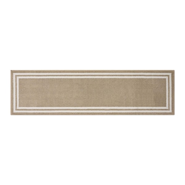 Debbie Double Border 2-Tone Berber/Ivory 2 ft. x 8 ft. Tufted Border Polypropylene Runner Rug