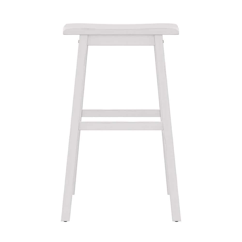 Sea White Wood Saddle Seat Backless Swivel Bar Stool