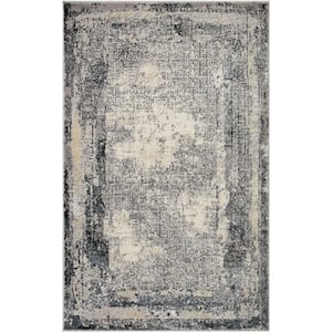 Warner Grey / Charcoal Doormat 3 ft. x 4 ft. Abstract Boho Boho Shag Area Rug