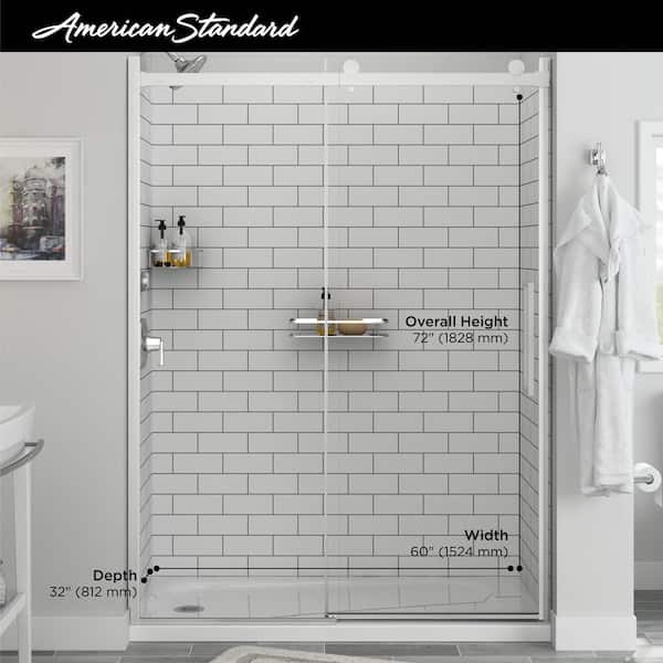 Alcove Shower Wall In White Subway Tile, What Is Standard Size Subway Tile