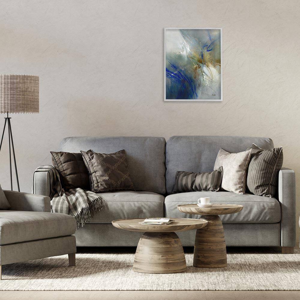 Blue and Neutrals Distortion by K. Nari Gray Framed Abstract Giclee Art Print 20 in. x 16 in. price history on PriceWatchPro