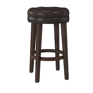 Krauss 30.5 in. Charcoal Gray/Gray Faux Leather Swivel Backless Bar Stool