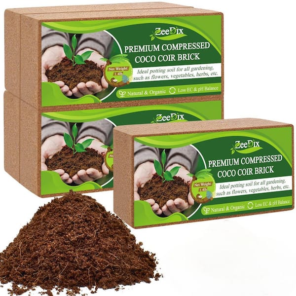 8 in. x 4 in. x 2 in. 12 Gal. Natural Fiber Coconut Coir Potting Soil with Low EC and pH Balance for Garden (5-Pack)