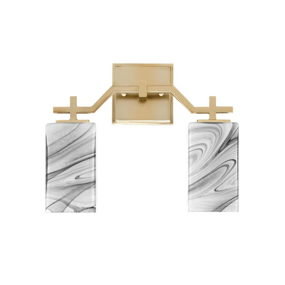 Bridgewater 13.5 in. 2 Light Vanity Light New Age Brass with 3.5 in. Square