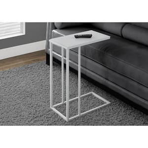 White Metal Glass Top End Table