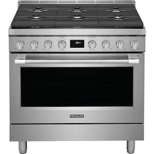 36 in. 6 Burner Slide-In Dual Fuel Range in Stainless Steel with Dual Fan Convection