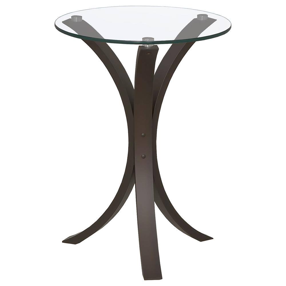 Edgar Modern Round Cappuccino Wood & Glass Snack Table