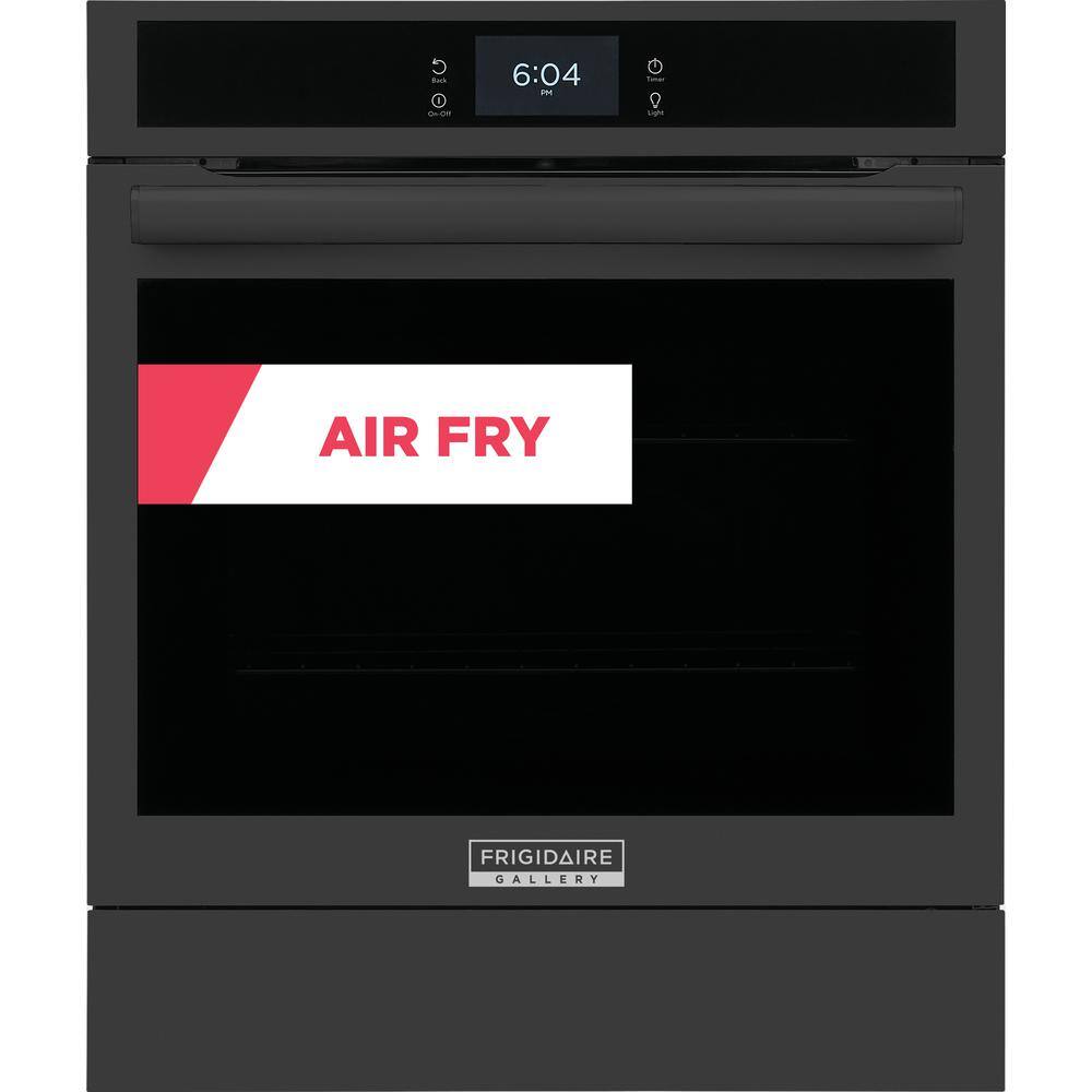 FRIGIDAIRE GALLERY 24 in. Single Electric Wall Oven Self-Cleaning with Air Fry, Steam Bake and True Convection in Black