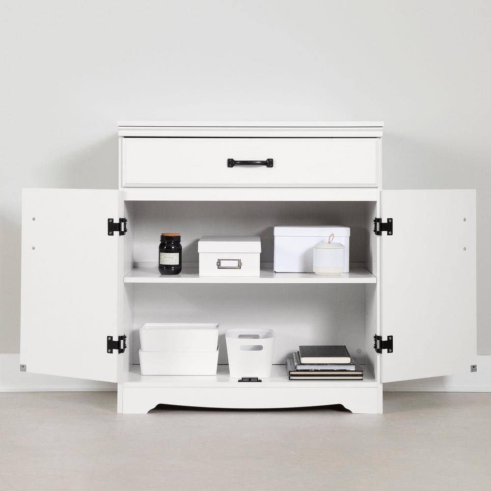 Pure White Farmhouse Entryway Cabinet with Adjustable Shelving