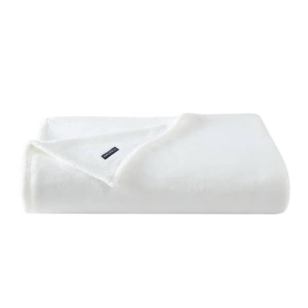 Nautica Na Solid Ultra Soft Plush 1-Piece White Microfiber King Blanket