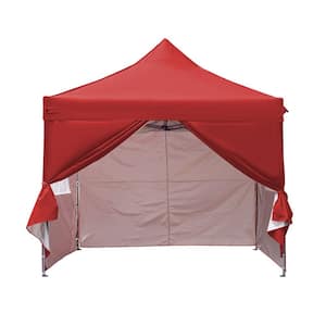 10 ft. x 10 ft. Red Heavy-Duty Portable Outdoor Canopy Tent with Carrying Bag