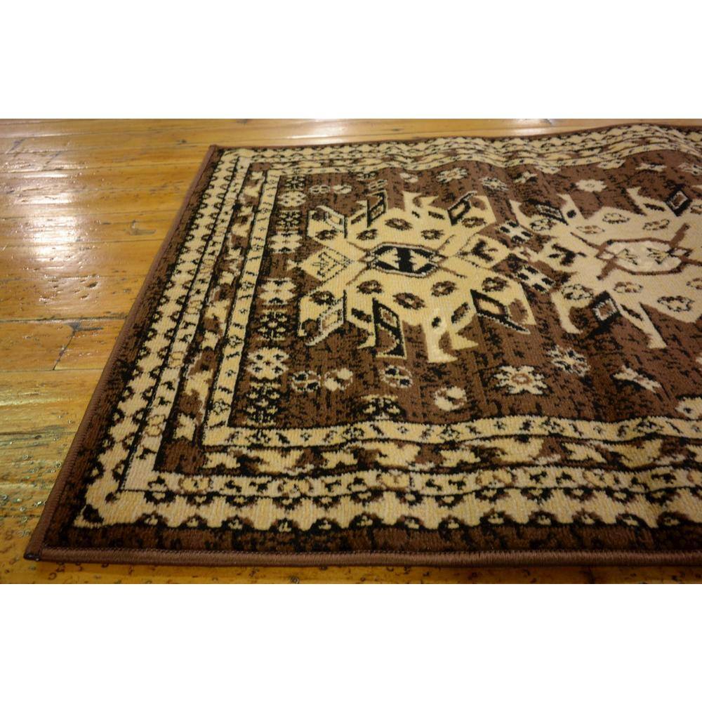 Taftan Brown and Cream Synthetic Runner Rug