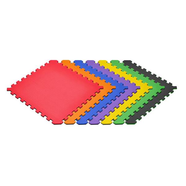 Norsk Rainbow Pack/Black 24 in. x 24 in. EVA Foam Truly Reversible Interlocking Tile (18-Tile) Norsk Rainbow Pack/Black 24 in. x 24 in. EVA Foam Truly Reversible Interlocking Tile (18-Tile)