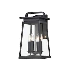 Isla Vista 24 in. Black Indoor/Outdoor Hardwired Wall Lantern Sconce with No Bulbs Included