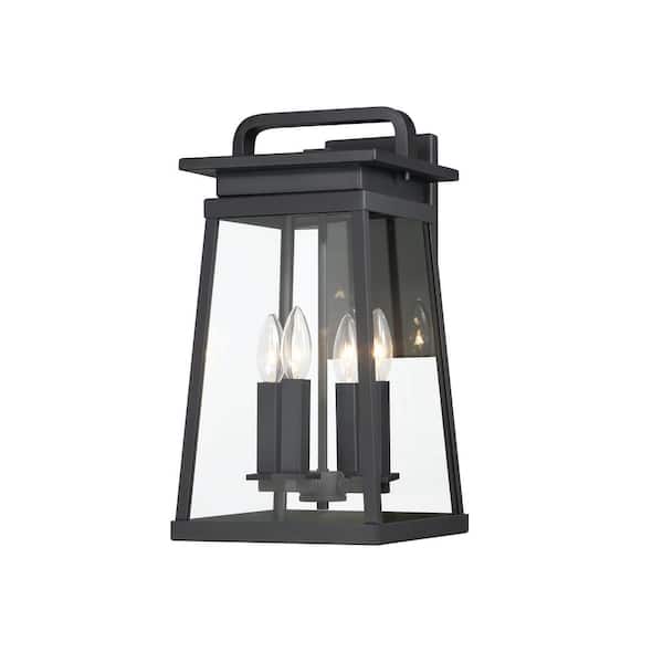 The Great Outdoors Isla Vista 24 in. Black Indoor/Outdoor Hardwired Wall Lantern Sconce with No Bulbs Included