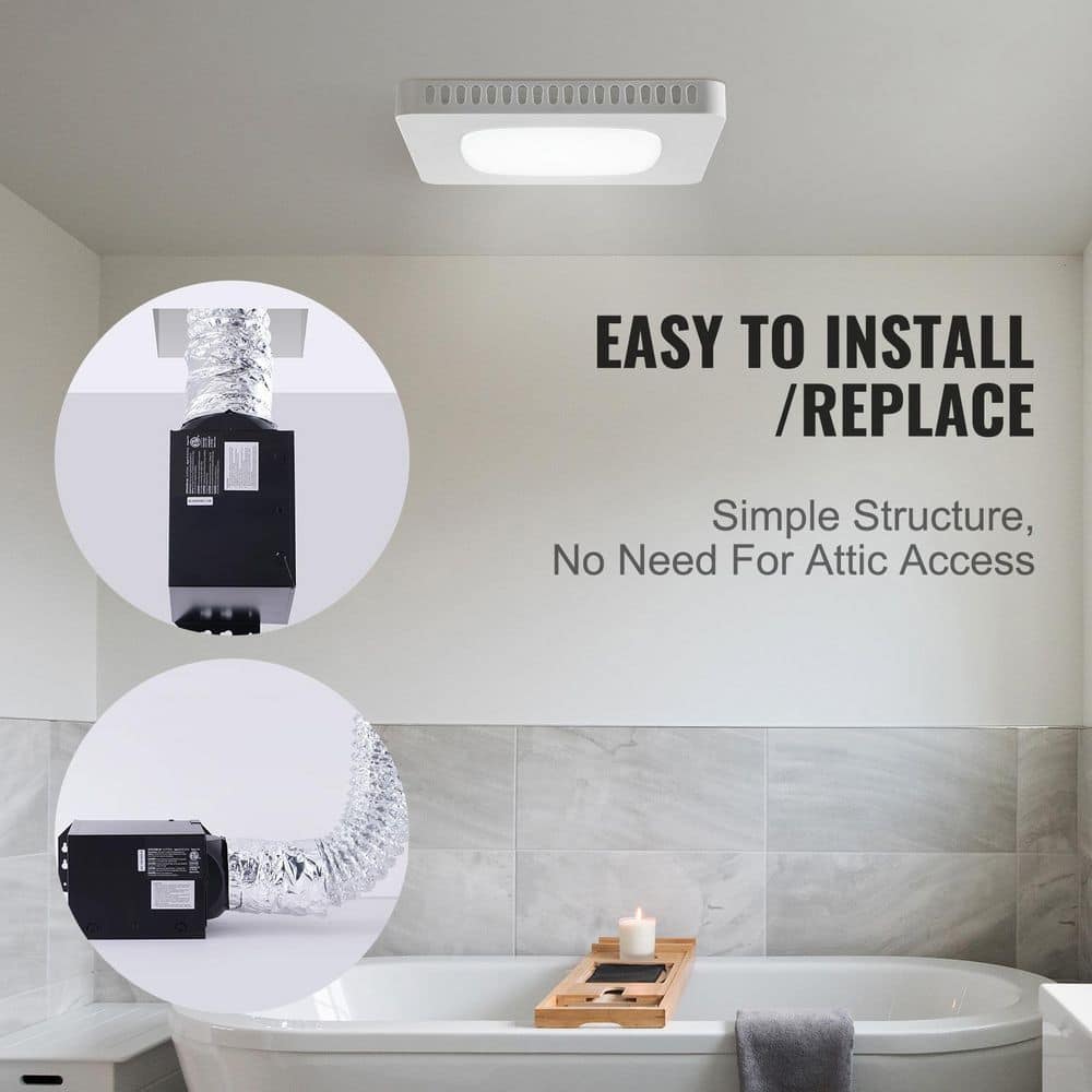White LED Bathroom Ceiling Exhaust Fan with Galvanized Steel Housing