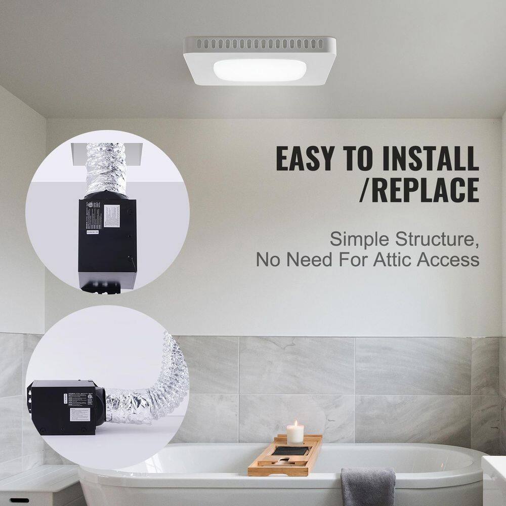White LED Bathroom Ceiling Exhaust Fan with Galvanized Steel Housing