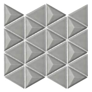 Medley Triangle Warm Gray 11.02 in. x 12.55 in. Glossy Ceramic Mosaic Wall Tile (1 sq. ft./Each)