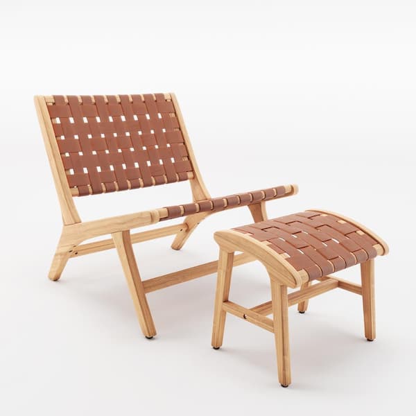 LUE BONA 23.3"Wide Woven Accent Chair and Ottoman