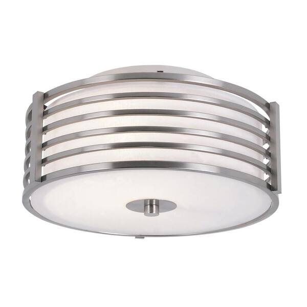 Bel Air Lighting Cabernet Collection 2-Light Brushed Nickel Flush Mount with White Frosted Shade