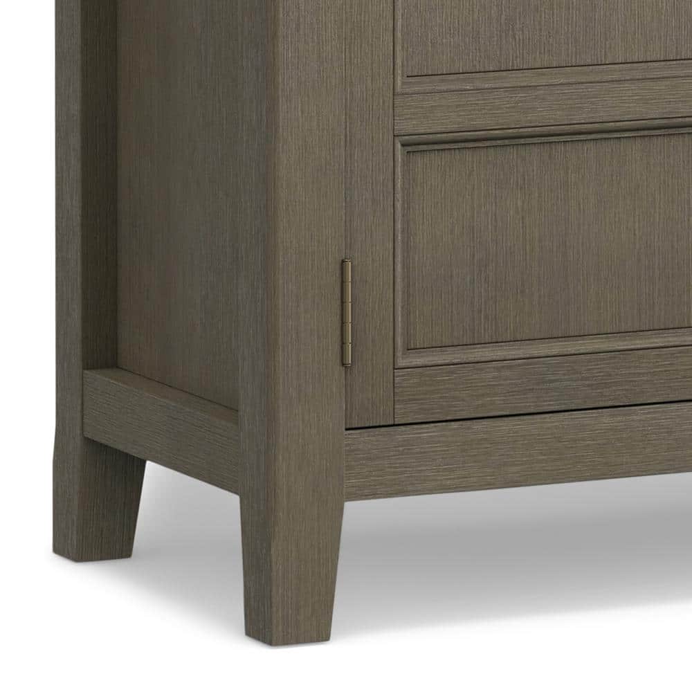 Farmhouse Grey Solid Pine Freestanding Office Cabinet with Adjustable Shelving