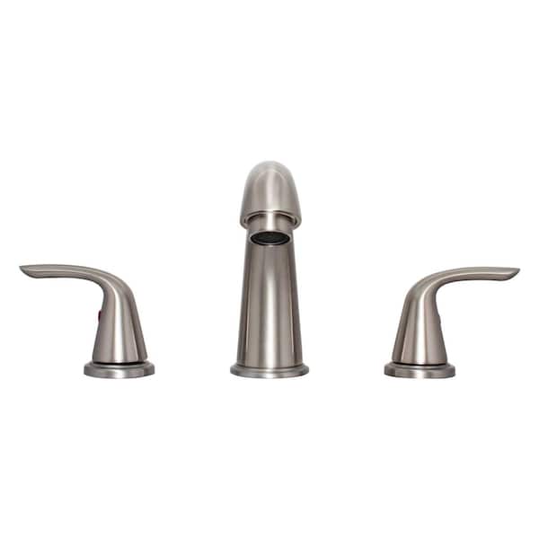 WASSERMAN FAUCETS 8 in. Widespread Dual Wing Handle High-Arc 3-Hole Bathroom Faucet with Matching Push Pop-Up in Brushed Nickel 1 Pack