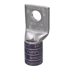 Copper One-Hole Straight Short Barrel Compression Lug for 4/0 Stranded Wire, Purple