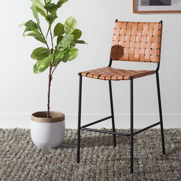 Bahari Cognac/Black Woven Bar Stool
