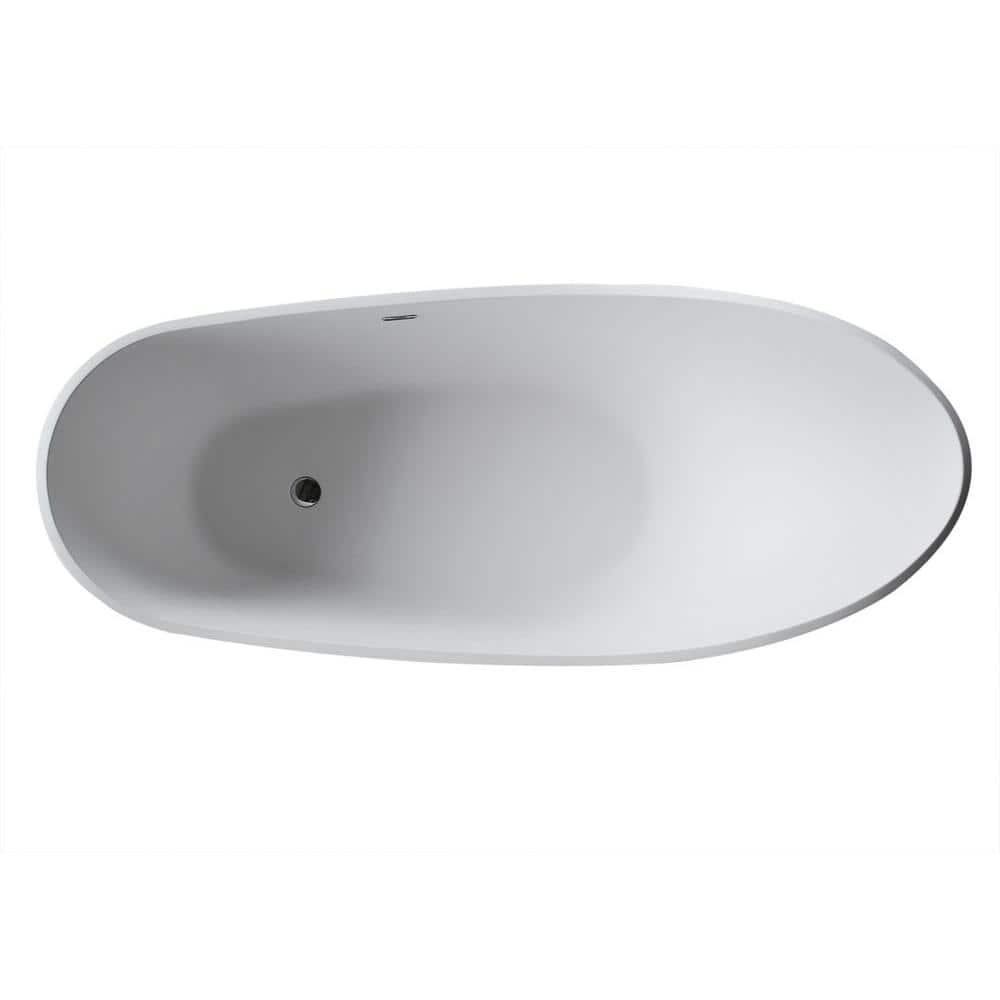 Matte White 90'' Freestanding Solid Surface Bathtub