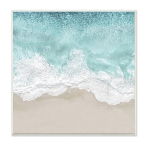"Sea Foam Sandy Beach Soft Blue Coast" by Maggie Olsen Unframed Nature Wood Wall Art Print 12 in. x 12 in.