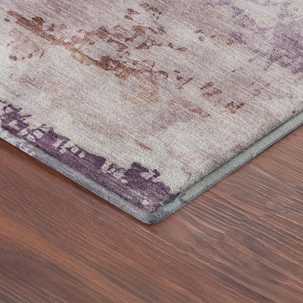 Mayfield Premium Machine Washable Abstract AMF2372 Eggplant 5 ft. x 7 ft. 6 in. Area Rug