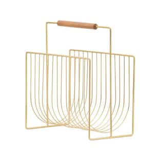 Gold Iron Decorative Magazine Rack with Curved Stack