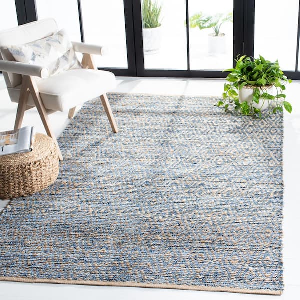 Cape Cod Natural/Blue Doormat 2 ft. x 4 ft. Distressed Diamonds Area Rug