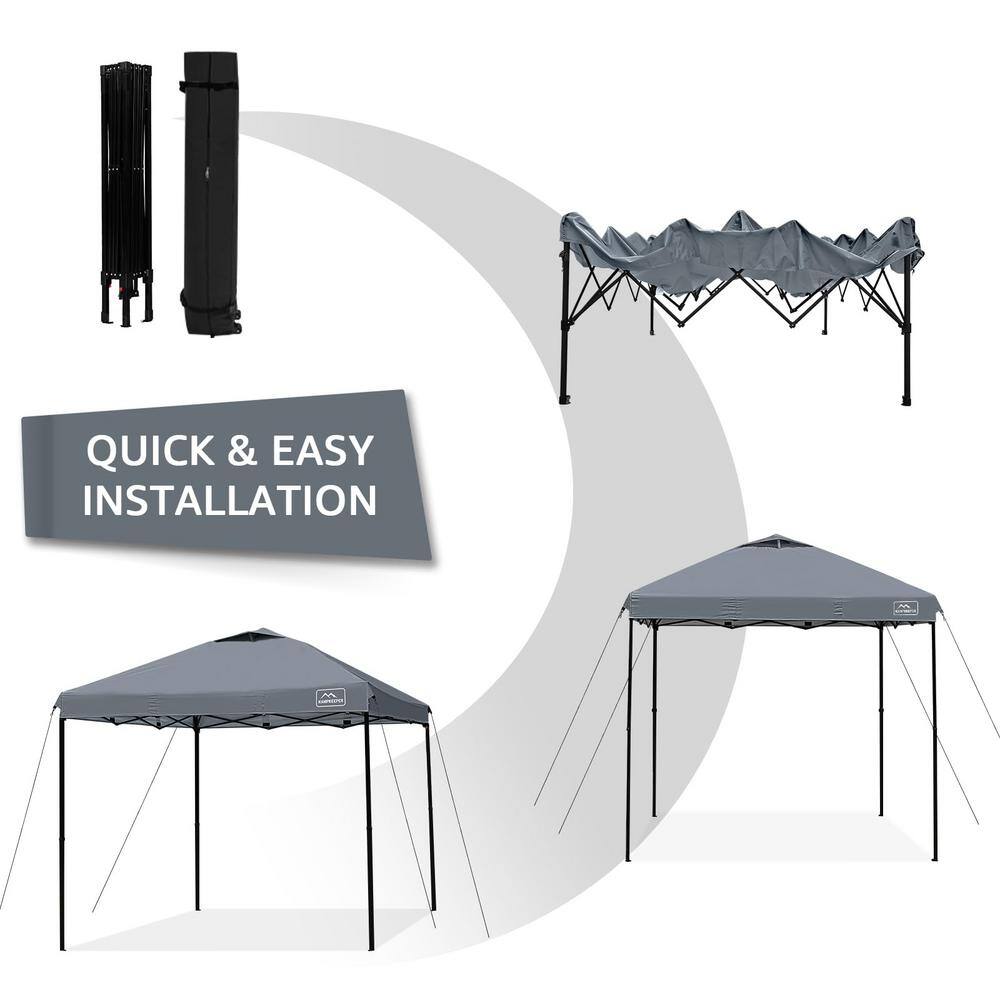 10x10 Dark Gray Waterproof Pop-Up Canopy Tent with Adjustable Legs