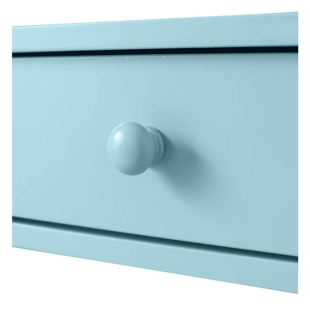 Sea Foam Blue 5-Tier Wooden Bookcase with Concealed Drawer