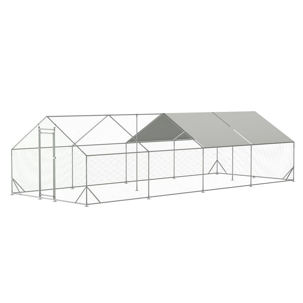 10 ft. x 26 ft. x 6.56 ft. Outdoor Silver Metal Walk-in Chicken Pen Waterproof Poultry Fencing with UV Protection Cover price history on PriceWatchPro