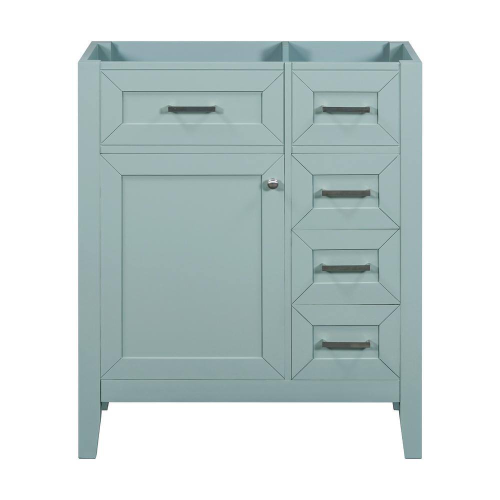 30 in. Freestanding Bath Vanity Cabinet without Top in Green, Cabinet Base Only, 3 Drawers & 1 Door Shelf price history on PriceWatchPro