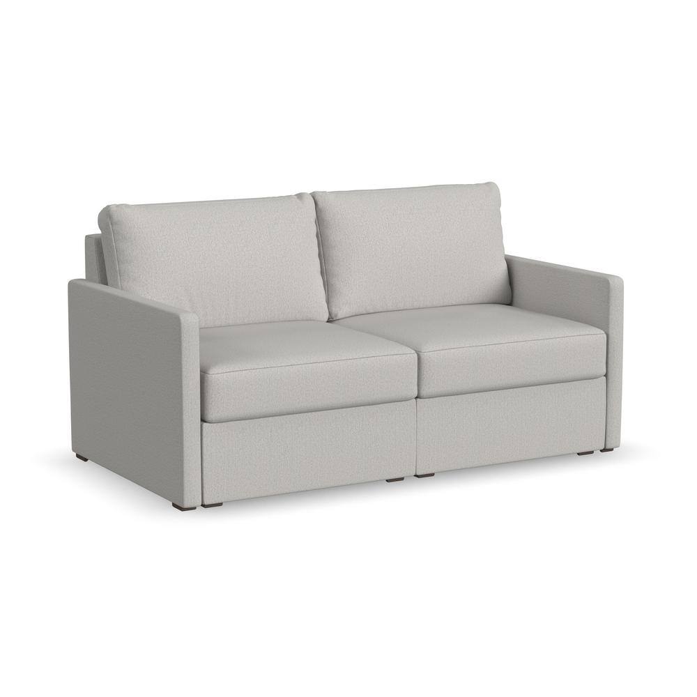 Frost Light Gray Modular Fabric Loveseat with Square Arms