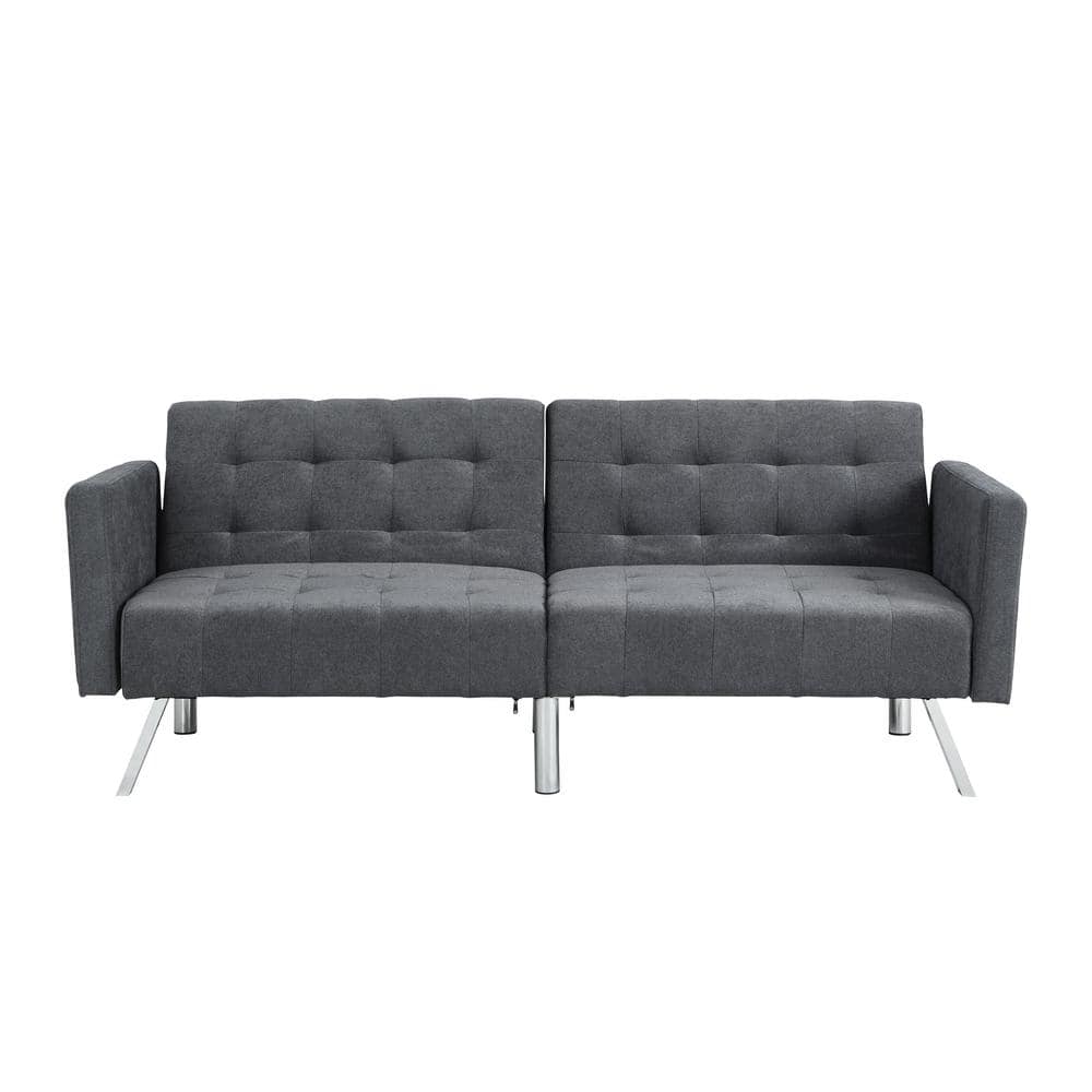 Clihome Pull-Out Sofa-Bed 60-in Modern Light Gray Velvet 3-seater Sleeper  in the Couches, Sofas & Loveseats department at