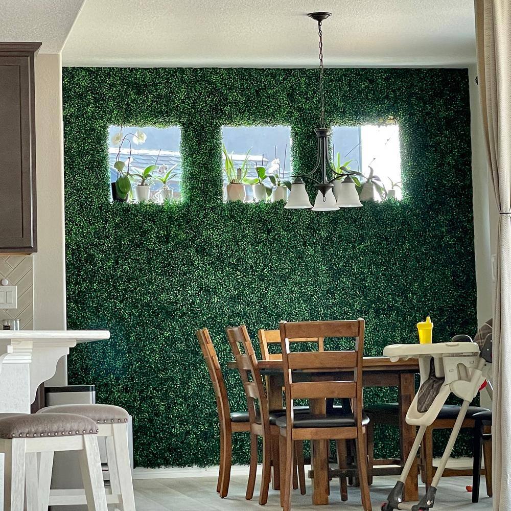 HWT 4Pcs 20 in. x 20 in. Artificial Boxwood Hedge Panels Faux Grass