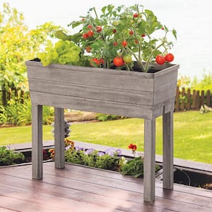 33 in. L x 13 in. W x 29 in. H Driftwood Gray Resin Elevated Garden Bed