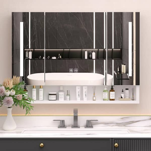 Staykiwi 39 in. W x 27.5 in. H Rectangular Aluminum Medicine Cabinet with Mirror
