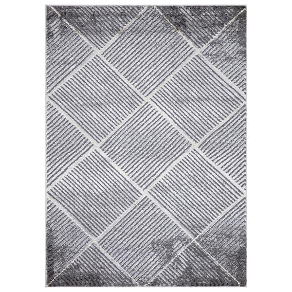 Concord Global Trading BrightonCollection Matrix Gray 3 ft. x 5 ft. Geometric Area Rug