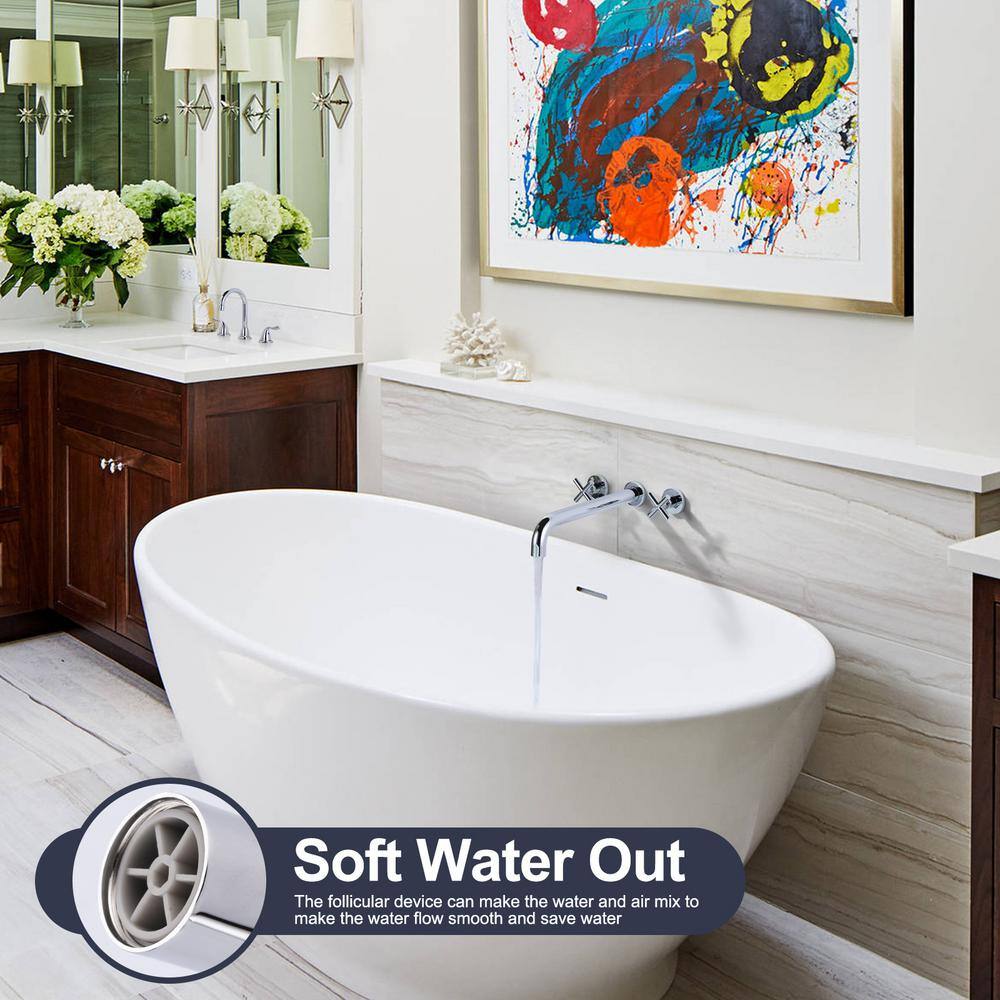Chrome Wall-Mounted Double Handle Tub Faucet with Brass