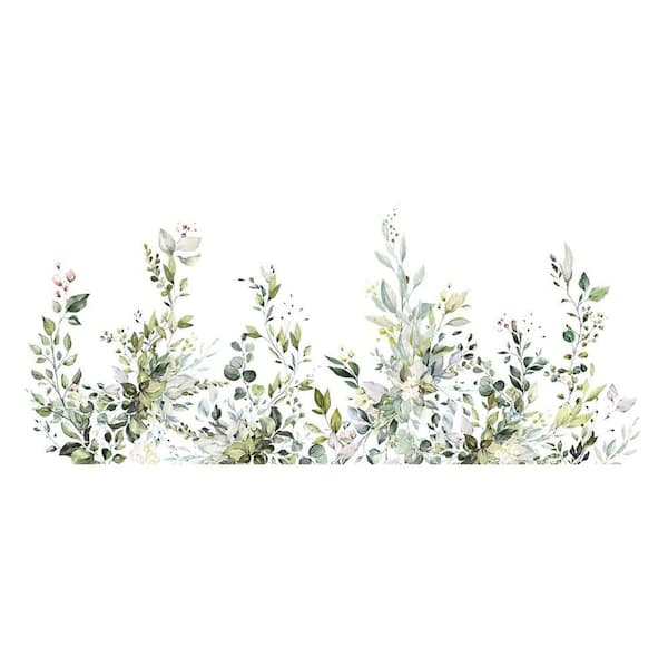 68.9 in. x 30 in. Greene Plants Leaves Wall Decal, Removable Vinyl Floral Sticker for Home Office Decor