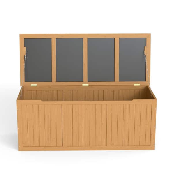 112 Gal. Wood Outdoor Deck Box-Extra Large Weatherproof Storage for Patio Cushions, Pool Toys and Garden Tools